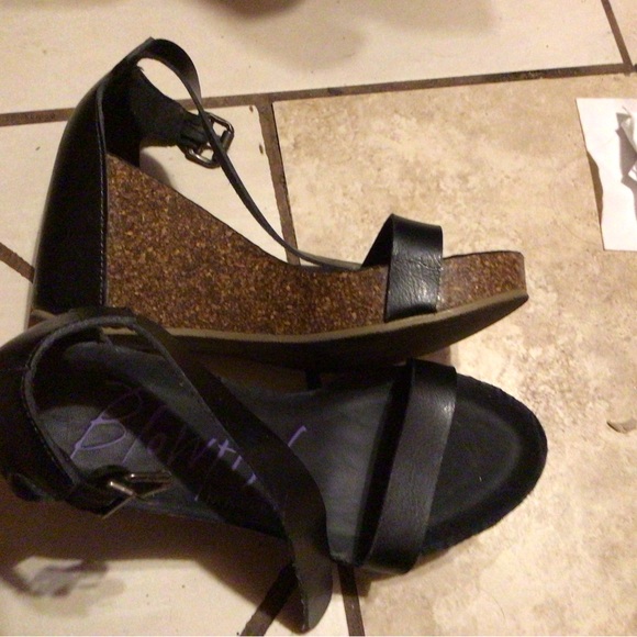 Blowfish Black and Brown Wedge Sandals - Picture 3 of 3